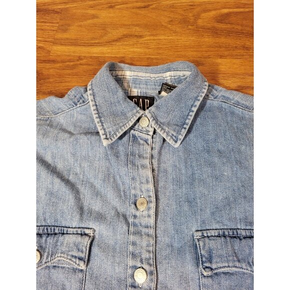Vintage GAP Denim Shirt Mens XS Blue Button Down  Pocket 90s Workwear Western - Picture 3 of 5